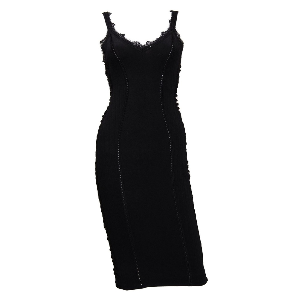 Christian Dior Black Knit Bondage Mini Dress